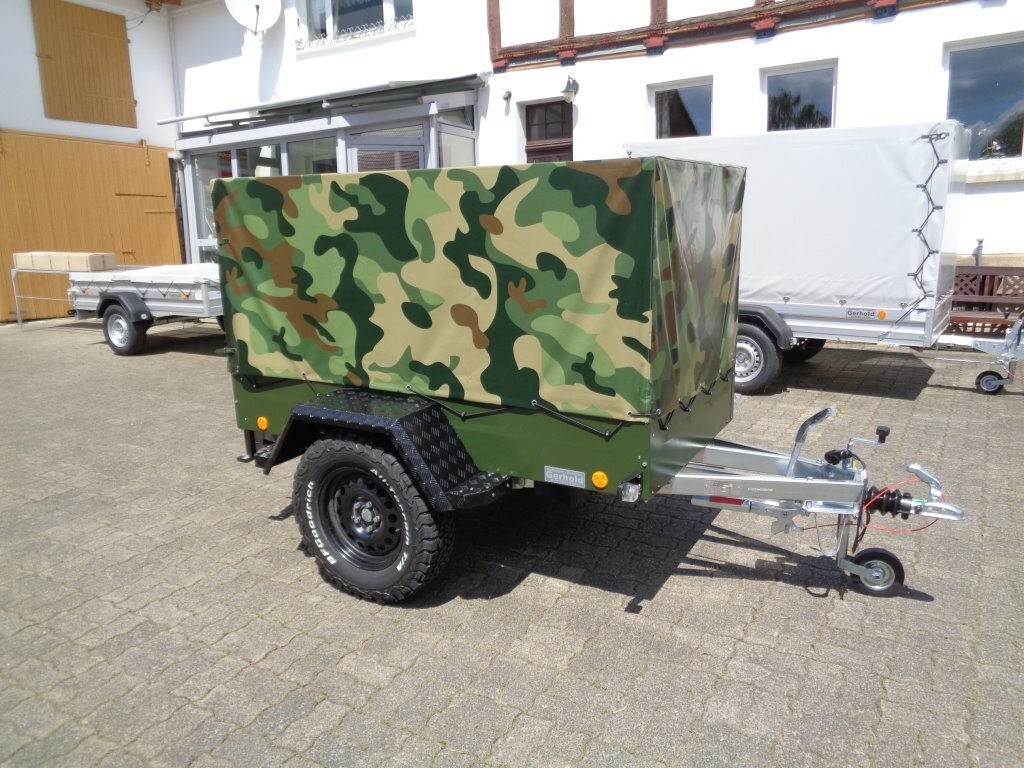 Valníkový Bržděný OFFROAD Přívěs 1000kg - Zelený ARMY + Plachta