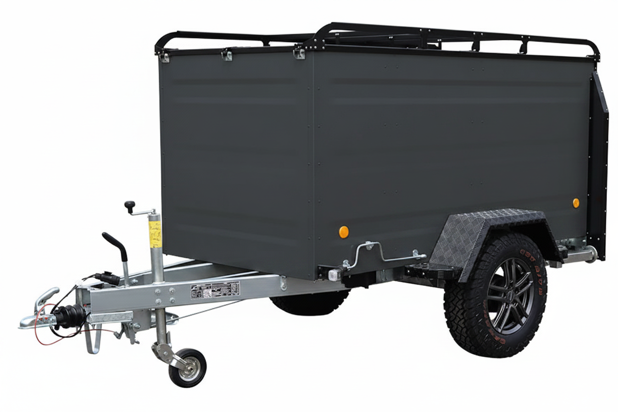 Campingový Přívěs OFFROAD Bržděný 1300Kg - Zvýšený Prodloužený - Šedá Antracit